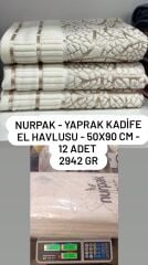 NURPAK - YAPRAK KADİFE EL HAVLUSU (12 ADET)