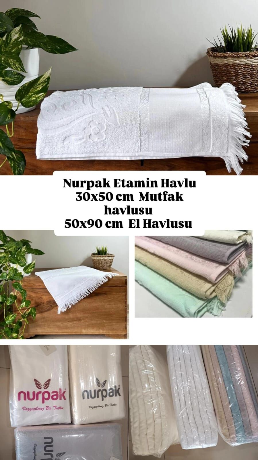 NURPAK - ETAMİN EL HAVLUSU - BEYAZ