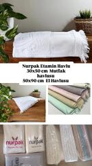 NURPAK - ETAMİN EL HAVLUSU - BEYAZ